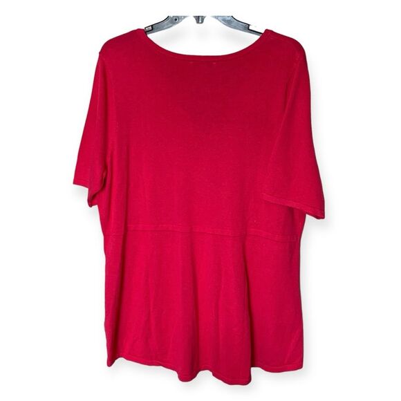 Isaac Mizrahi Live Pink Split Neck Short Sleeve Pullover Sweater Top Size Large - Picture 3 of 9